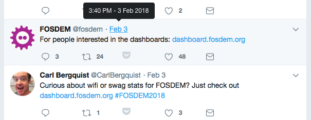 Tweets to FOSDEM dashboard